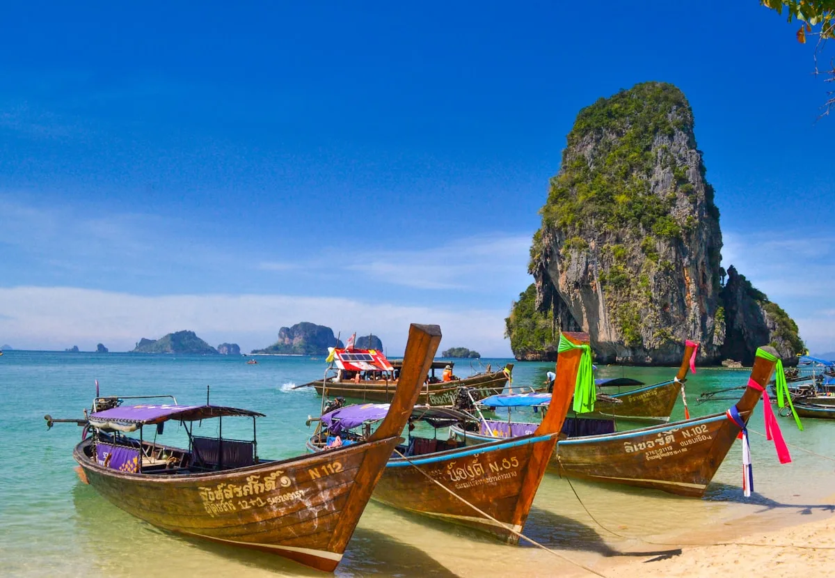 Limestone karst islands in Krabi Thailand