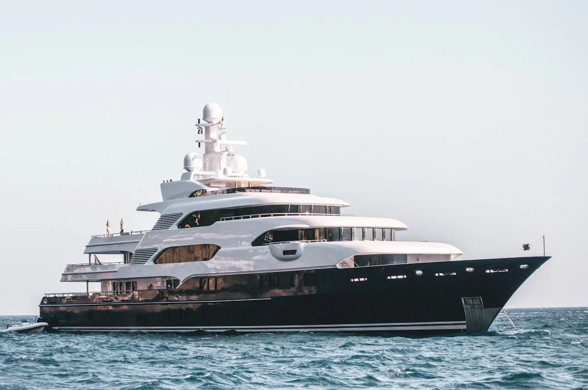 Luxury superyacht cruising at sea